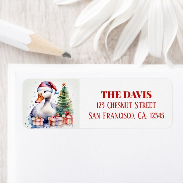 Christmas Hat Festive Goose - Return address  (Insitu)