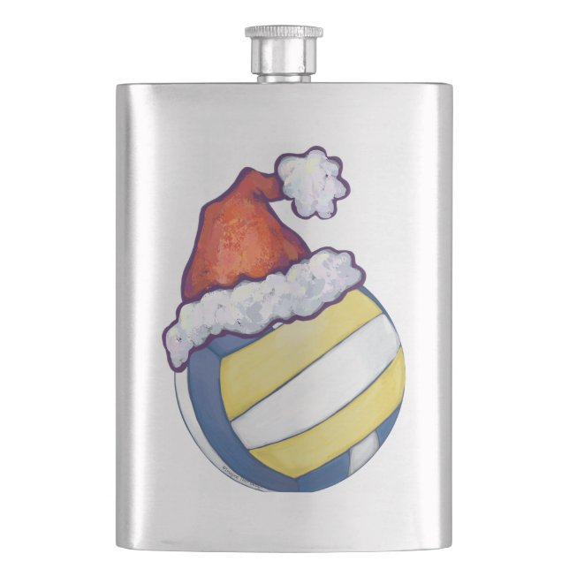 Christmas Hat Volleyball Hip Flask (Front)