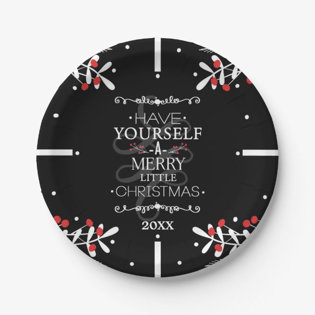 Christmas Have Yourself...Red Berries Holiday Paper Plate (Front)