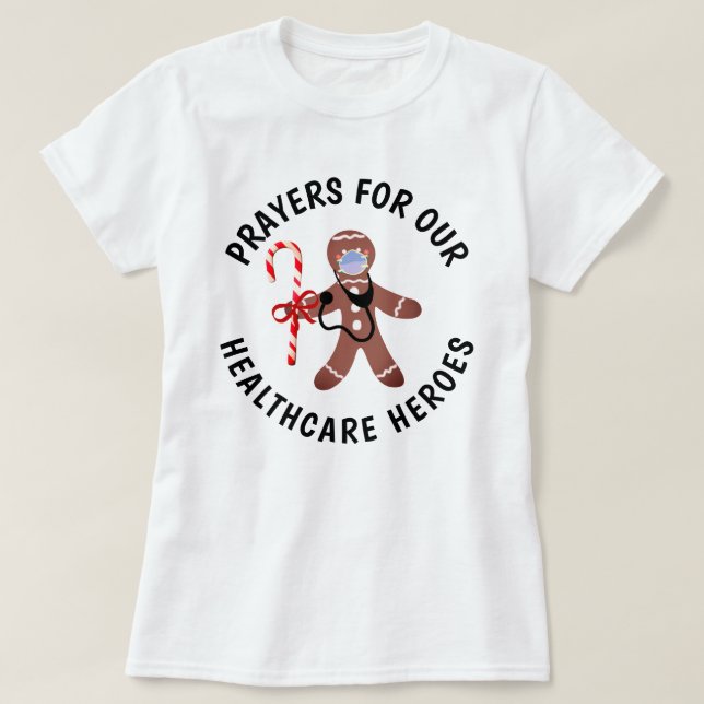 Christmas Healthcare Heroes Face Mask Gingerbread T-Shirt (Design Front)