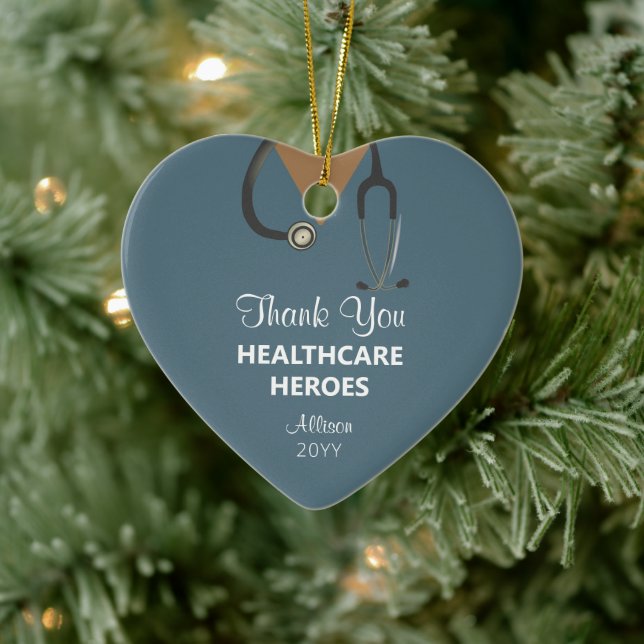 Christmas Healthcare Worker Thank You Personalized Ceramic Ornament (Tree)