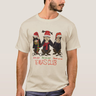 christmas hear see speak no evil funny monkeys T-Shirt