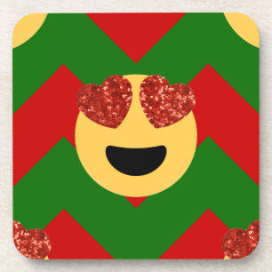 christmas heart eye emoji coaster
