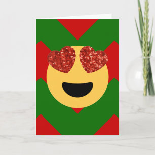 christmas heart eye emoji holiday card