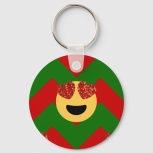 christmas heart eye emoji keychain