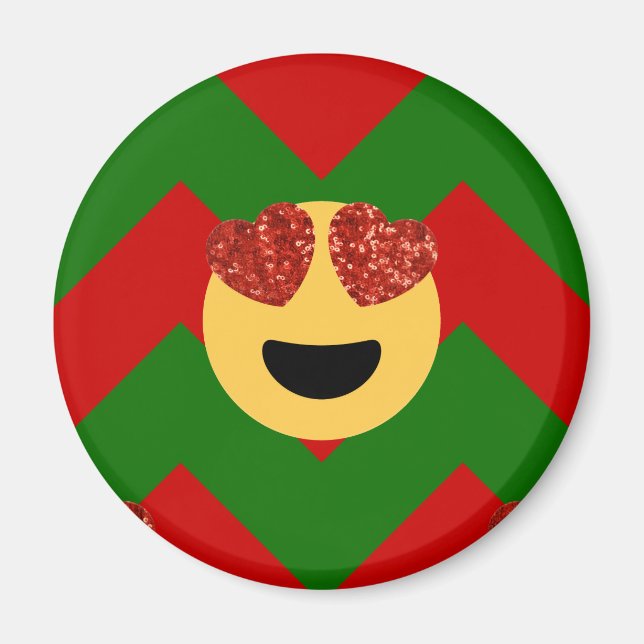 christmas heart eye emoji magnet (Front)