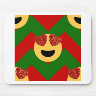 christmas heart eye emoji mouse pad
