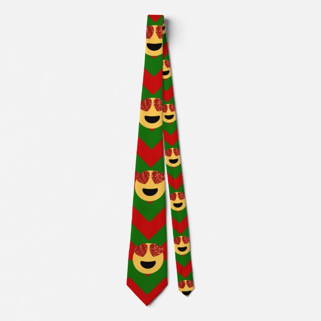 christmas heart eye emoji tie (Front)
