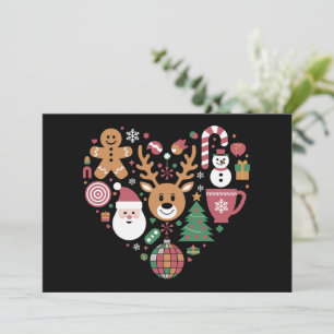 Christmas Heart Love Icons Holiday Xmas Santa Card