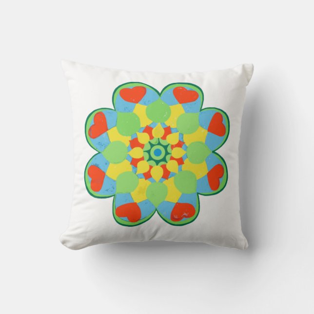  Christmas Heart Mandala  Throw Pillow (Front)