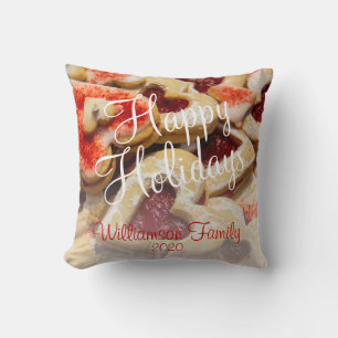 Christmas Heart Shaped Sugar Cookie Family Name Th Throw Pillow