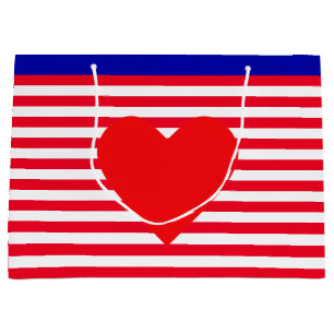Christmas Heart & Stripes Large Gift Bag