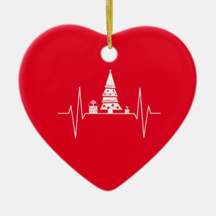 Christmas Heartbeat Ceramic Ornament