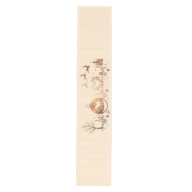 Christmas Heartbeat Holiday Design Medium Table Runner (Front)