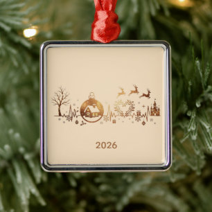 Christmas Heartbeat Holiday Design Metal Ornament