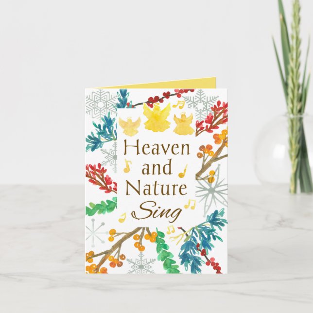 Christmas Heaven And Nature Sing Angels Religious  Holiday Card (Front)