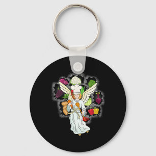 Christmas Heavenly Cooking Vegetables Kitchen Chef Keychain
