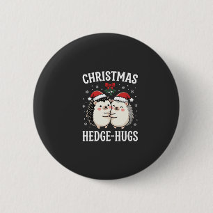 Christmas Hedge-Hugs Cute Hedgehog Holiday 2 Inch Round Button
