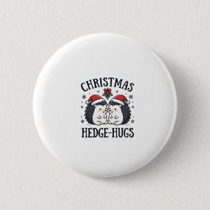 Christmas Hedge-Hugs Cute Hedgehog Holiday Design 2 Inch Round Button