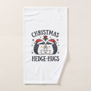 Christmas Hedge-Hugs Cute Hedgehog Holiday Design Hand Towel