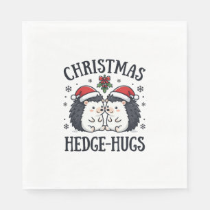 Christmas Hedge-Hugs Cute Hedgehog Holiday Design Napkin