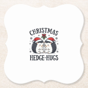 Christmas Hedge-Hugs Cute Hedgehog Holiday Design Paper Coaster