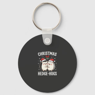 Christmas Hedge-Hugs Cute Hedgehog Holiday Keychain