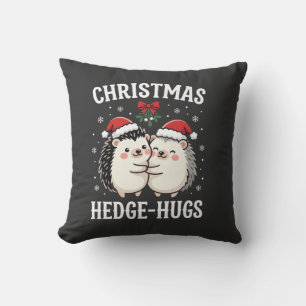 Christmas Hedge-Hugs Cute Hedgehog Holiday Throw Pillow