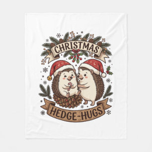 Christmas Hedge Hugs Hedgehogs Santa Hats Snowflak Fleece Blanket