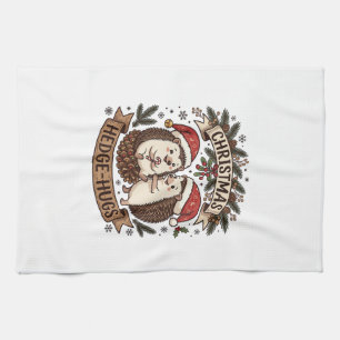 Christmas Hedge Hugs Hedgehogs Santa Hats Snowflak Kitchen Towel
