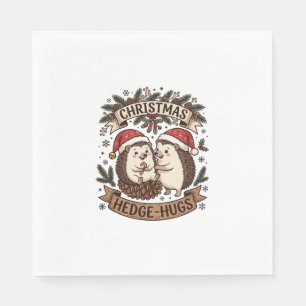 Christmas Hedge Hugs Hedgehogs Santa Hats Snowflak Napkin
