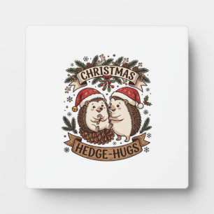 Christmas Hedge Hugs Hedgehogs Santa Hats Snowflak Plaque