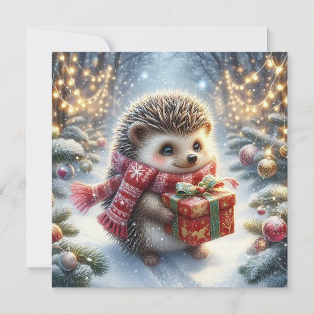 Christmas Hedgehog Greeting Card (Front)