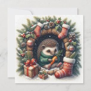 Christmas Hedgehog Greeting Card