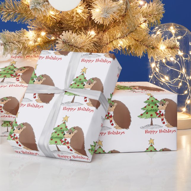 Christmas Hedgehog Holiday wrapping paper (Holidays)