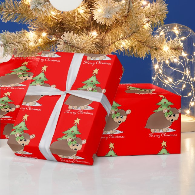 Christmas Hedgehog Holiday wrapping paper (Holidays)