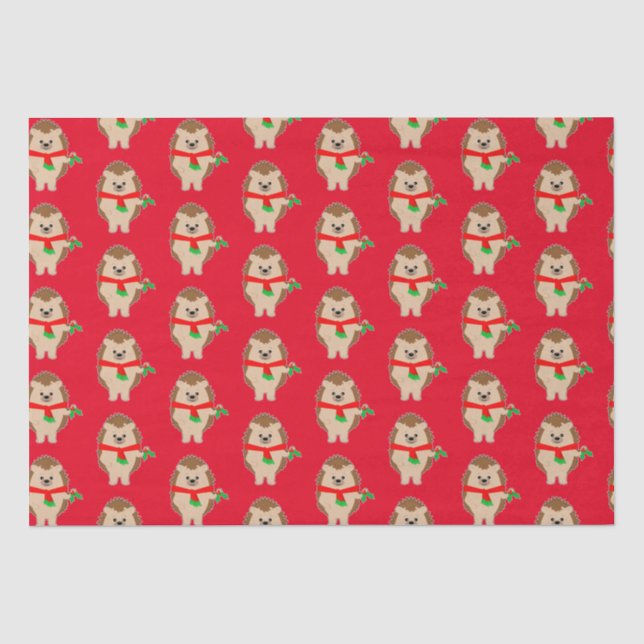 Christmas Hedgehog Holly :Be Jolly! Wrapping Paper (Front)
