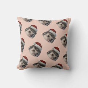 Christmas Hedgehog Or Opossum Wearing Santa Costum Throw Pillow