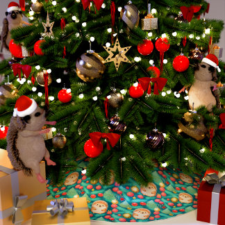 Christmas Hedgehog Whimsical Brushed Polyester Tree Skirt