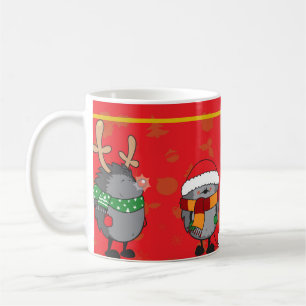 Christmas hedgehogs coffee mug