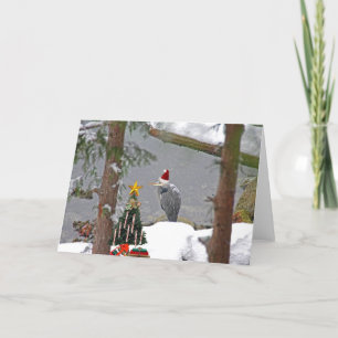 Christmas Heron in Snow Photo Holiday Card