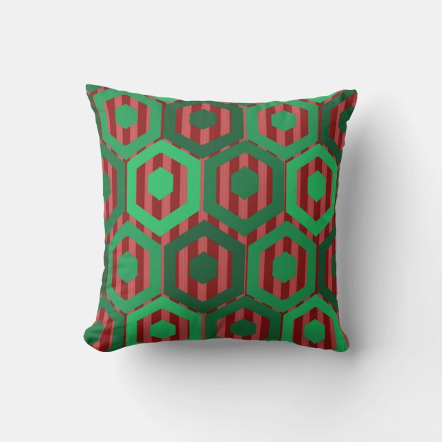 Christmas Hexagons Throw Pillow (Front)