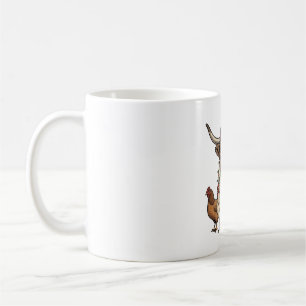 Christmas Highland Cow and Chickens Vintage Engrav Coffee Mug
