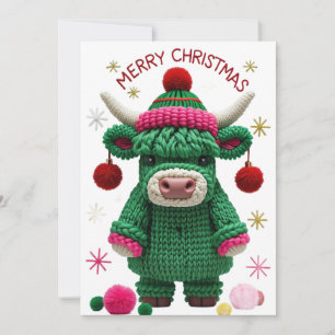 Christmas Highland Cow Flat Card