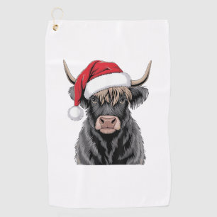 Christmas Highland Cow Santa Highland Cow Lover Fa Golf Towel