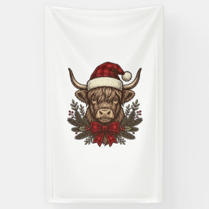 Christmas Highland Cow Vintage Engraving Design_1 Banner