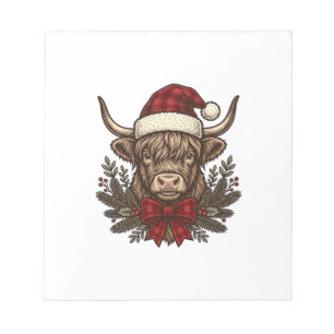 Christmas Highland Cow Vintage Engraving Design_1 Notepad