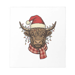 Christmas Highland Cow Vintage Engraving Shirt Des Notepad