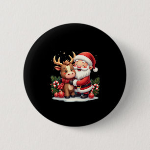 Christmas Highland Cow With Santa Scottish Vintage 2 Inch Round Button