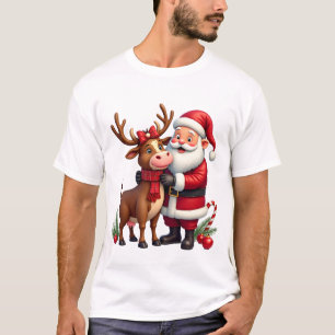 Christmas Highland Cow With Santa Scottish Vintage T-Shirt